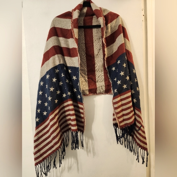 Vintage Pretty Pursuasions Americna Flag Patriotic Scarf - Picture 1 of 6